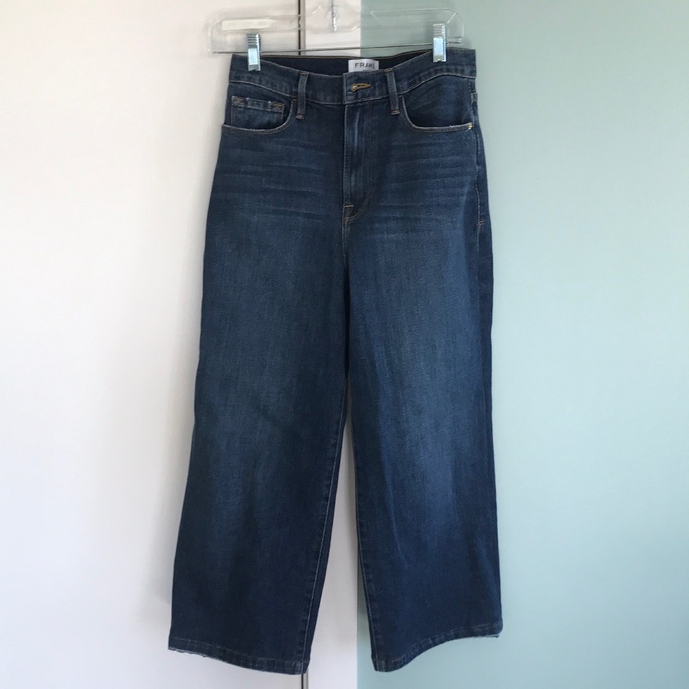Frame wide leg cropped jean